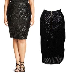 City Chic Plus Size Sequin Pencil Skirt - Size 16